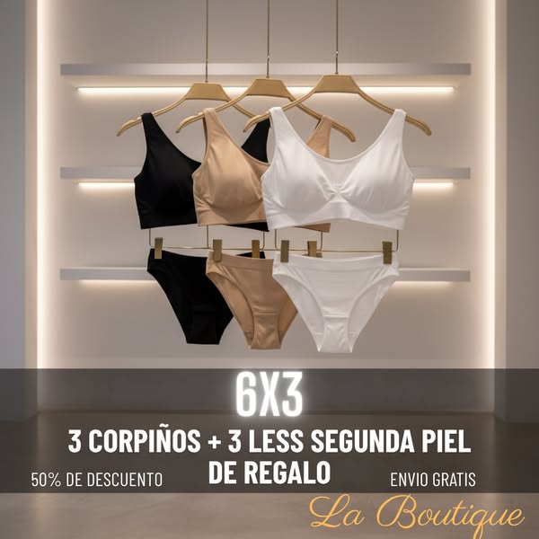 PROMO 6X3 - 3 Corpiños + REGALO  3 Bombachas + Entregas Rápidas